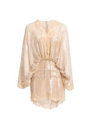 Elie Saab sequin-embellished mini dress - Neutrals