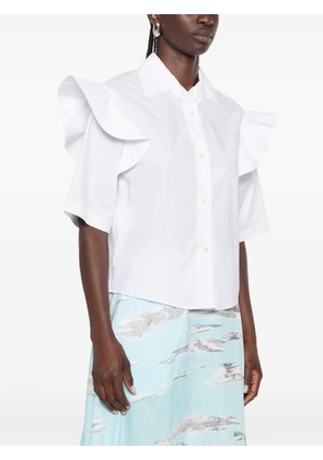 Moschino ruffled-detailing short-sleeved shirt - White