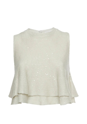 Brunello Cucinelli sequin flared top - Neutrals