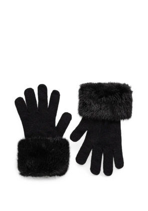 GUESS USA Shaida faux-fur trim logo-plaque gloves - Black
