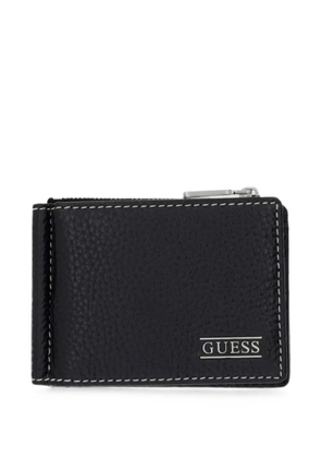 GUESS USA Boston logo-plaque pebbled-leather wallet - Black