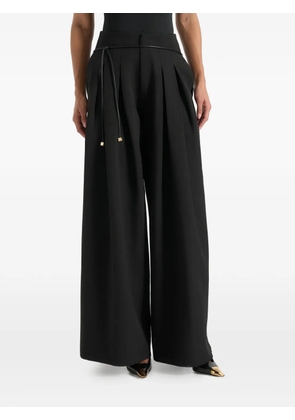Manière De Voir Flora in black box-pleat wide-leg belted trousers
