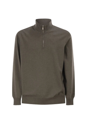 Brunello Cucinelli cashmere quarter-zip knitwear - Brown