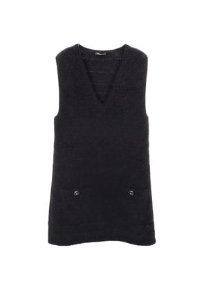 CHANEL Pre-Owned 1986-1988 Cocomark button-knitted mini dress - Black