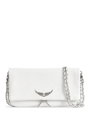Zadig&Voltaire Rock grained leather clutch bag - White