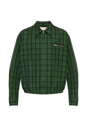 Marni plaid-pattern zip-up jacket - Green