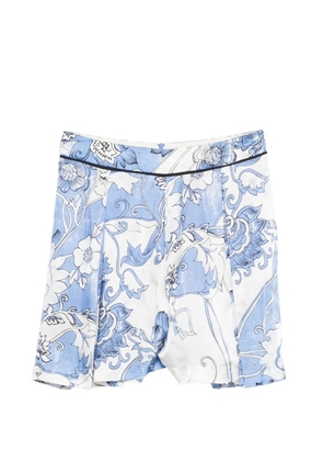 Jucca floral-print pleated-design shorts - White