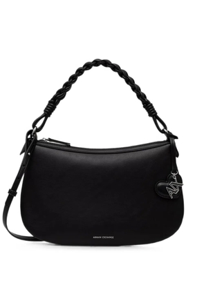 Armani Exchange braided-handle heart-charm shoulder bag - Black