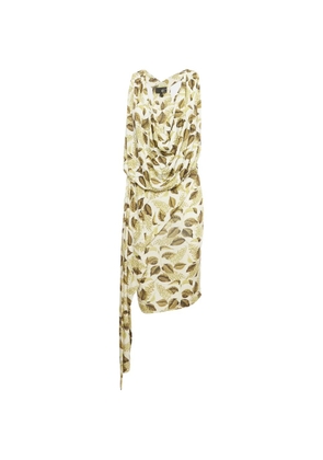 Just Cavalli Vintage leaf-print draped dress - White
