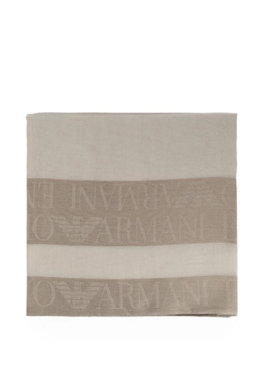 Emporio Armani logo-jacquard frayed scarf - Neutrals