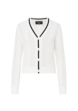 Iceberg logo-pointelle V-neck cardigan - White