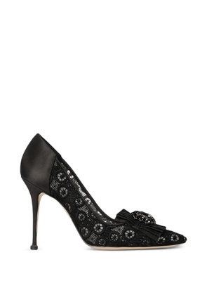 Manolo Blahnik Danceny lace-embellished heeled pumps - Black