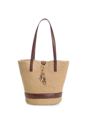 Chloé CHLOE CHARMS RAFFIA AND LEATHER TOTE BAG - 27M - CRAFTY BROWN