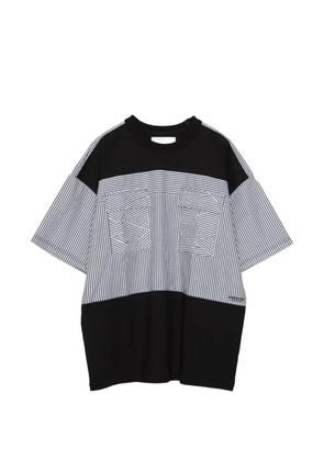 Yoshiokubo striped-panel T-shirt - Black