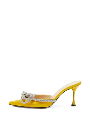 MACH & MACH Double Bow patent leather mules - Yellow