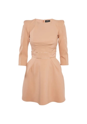 Elisabetta Franchi padded-shoulder piping-detail mini dress - Neutrals