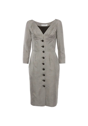 Christian Dior Pre-Owned Houndstooth midi dress - Grey