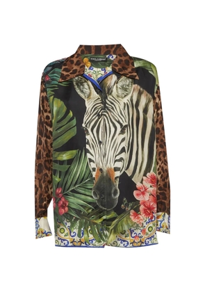 Dolce & Gabbana Pre-Owned animal-print oversized shirt - Brown