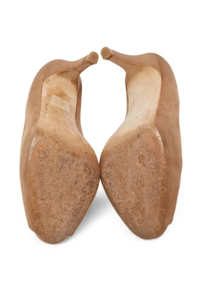 Balmain Pre-Owned leather peep-toe pumps - Brown