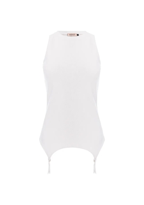 Murmur ribbed garter tank top - White