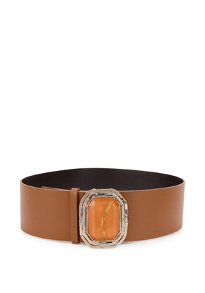 Alberta Ferretti embellished-buckle leather belt - Brown