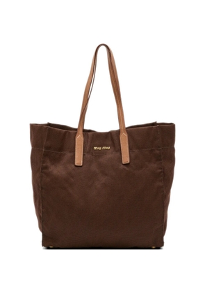 Miu Miu Pre-Owned leather-trim shopper tote bag - Brown