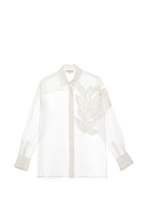 Antonelli leaf-applique sheer shirt - White