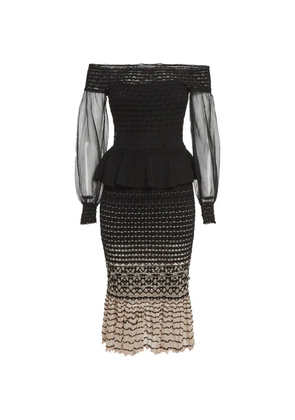 Alexander McQueen Pre-Owned off-shoulder peplum midi dress - Black