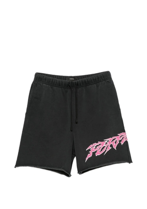 Purple Brand graphic-print raw-cut shorts - Black