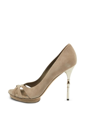 Gucci Pre-Owned Bamboo heel open-toe pumps - Neutrals