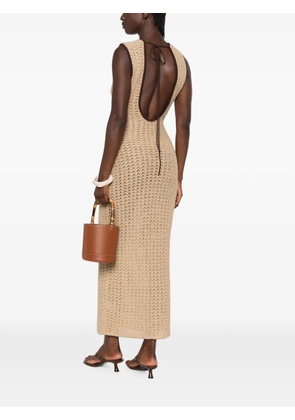SIR. crochet-knit open-back maxi dress - Neutrals
