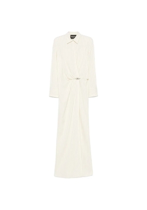 DONDUP pinstripe-print draped maxi gown - Neutrals