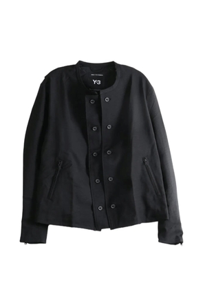 Y-3 double-breasted collarless jacket - Black