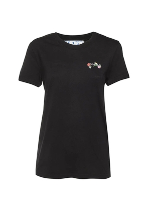 Off-White Pre-Owned Arrow floral-embroidered T-shirt - Black
