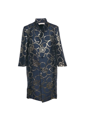 Marni Pre-Owned floral jacquard overcoat - Blue