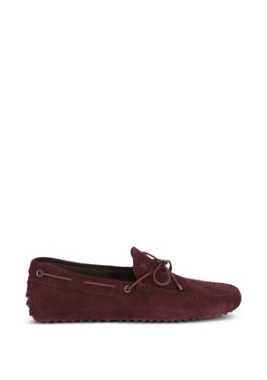 Tod's bow-detail suede driver shoes - Red