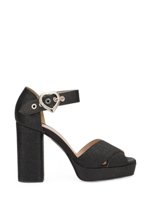 Moschino glitter-effect heart-buckle sandals - Black