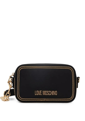 Love Moschino logo-lettering contrast-stitch crossbody bag - Black