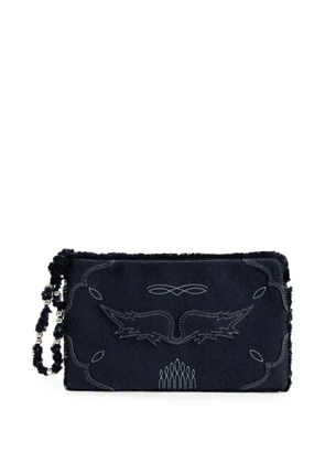 Zadig&Voltaire embroidered frayed travel pouch - Blue