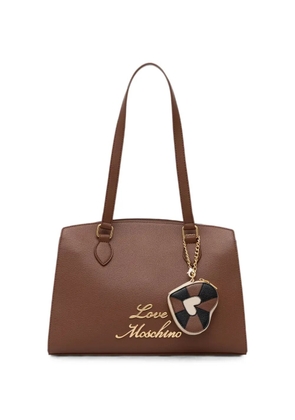 Love Moschino logo-lettering heart-charm tote bag - Brown