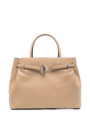 Lauren Ralph Lauren logo-plaque leather tote bag - Neutrals