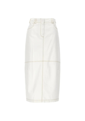 Brunello Cucinelli contrast-stitch straight skirt - White