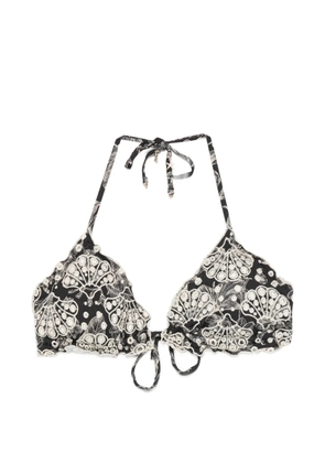 TWINSET Toile de Jouy broderie anglaise bikini top - Black