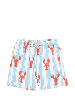 MC2 Saint Barth Gustavia lobster-print striped swim shorts - White