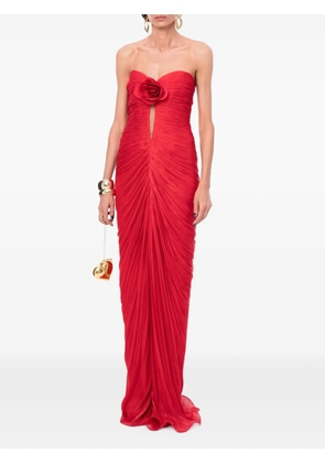 Ana Radu flower-detail ruched gown - Red