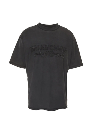 Balenciaga Pre-Owned distressed-logo T-shirt - Black