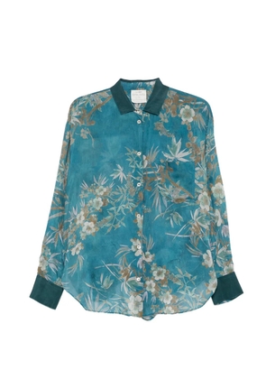 Forte Forte floral-print silk-blend shirt - Blue