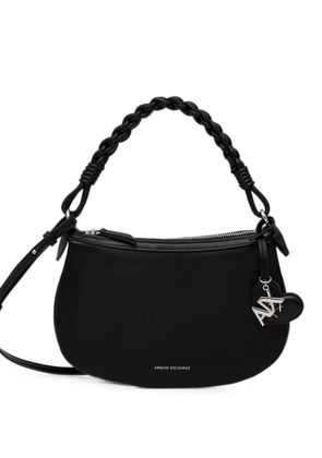 Armani Exchange braided-handle logo-charm shoulder bag - Black