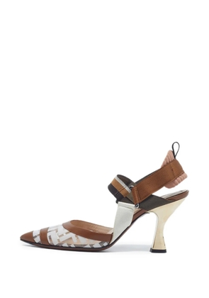 Fendi Pre-Owned Colibri logo-pattern slingback pumps - White