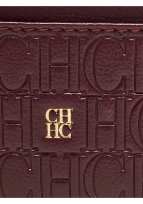 Carolina Herrera Vintage embossed-logo leather card holder - Red